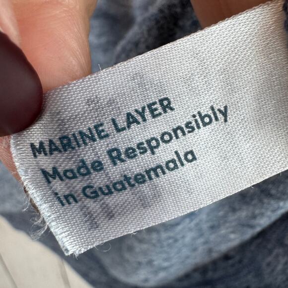 Marine Layer Blue/Gray Re-Spun Contrast Pocket Short-Sleeve T-Shirt Size M/L - Picture 3 of 10